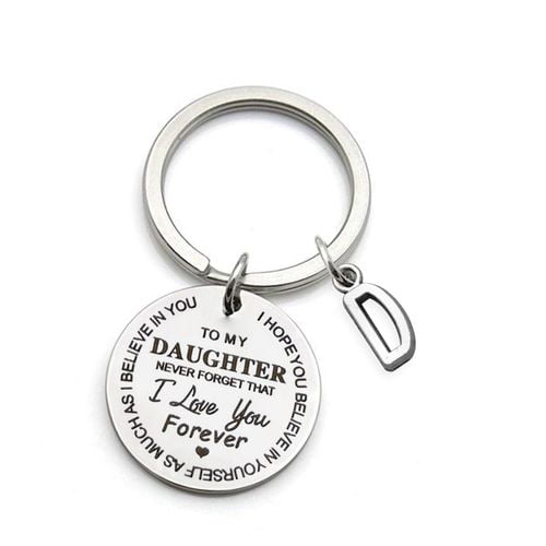 To My Son/Daughter Love you Keyring Stainless Steel Keychain Charm XMAS Gift A-Z